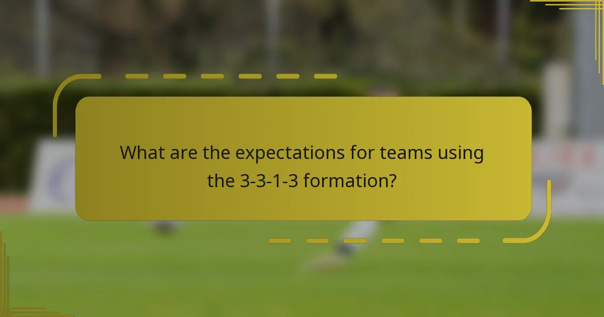 What are the expectations for teams using the 3-3-1-3 formation?